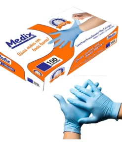 Luva de Procedimento Nitrílica Azul S/Pó (M) C/100 Unidades - Medix